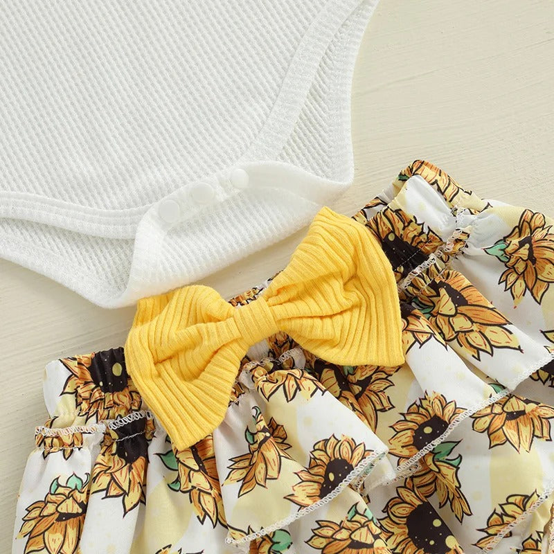 Sanya Baby Girls Romper Set with Matching Headband and Socks