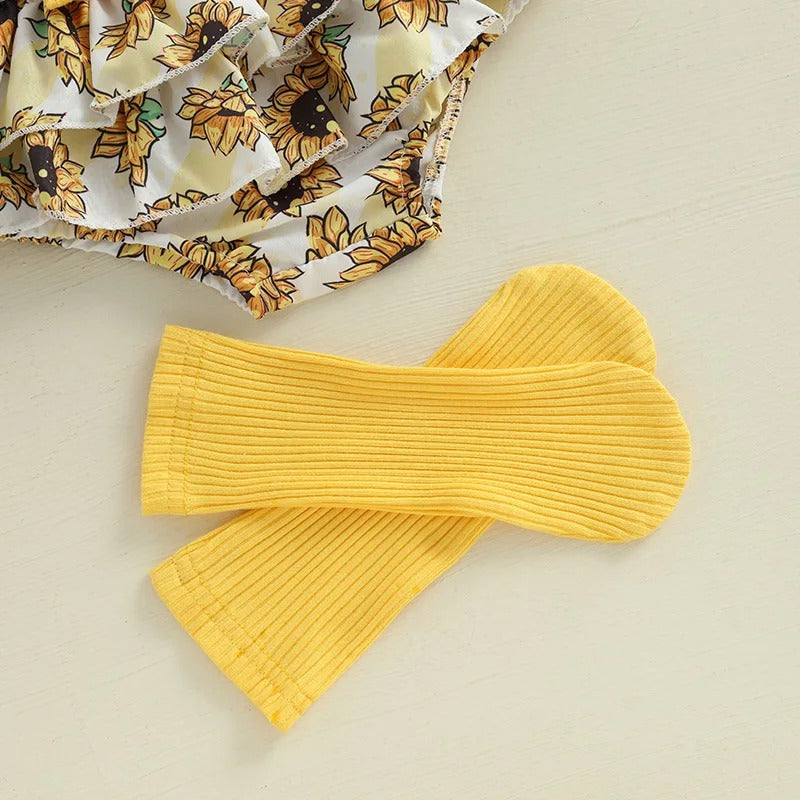 Sanya Baby Girls Romper Set with Matching Headband and Socks