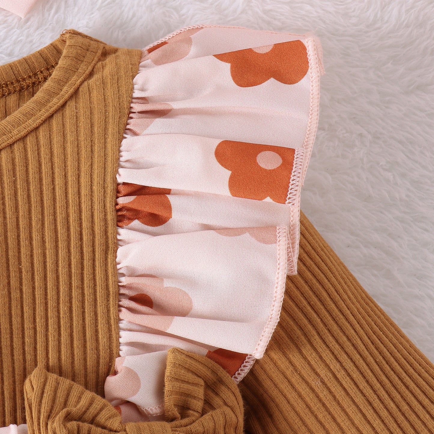 Floral Bow Baby Girls Romper Set with Headband