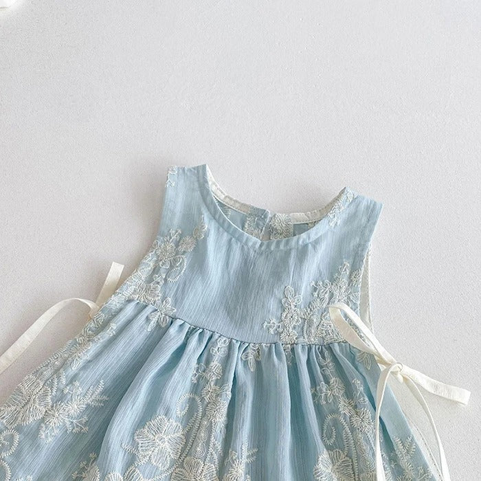 Icy Magic Embroidered Baby Girls 3-piece Romper Dress Set with Cap
