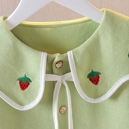 Berry Sweet Cardigan for Little Girls by Ju Ju Jam, offering a soft knit and a playful, warm design for everyday wear.