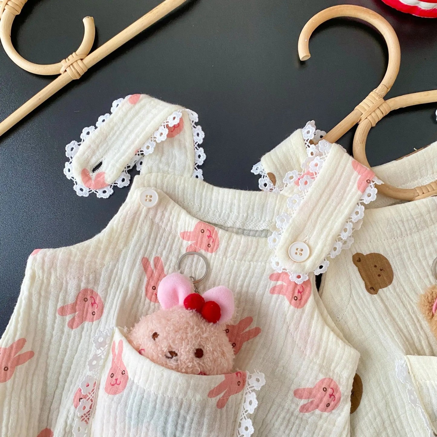 Teddy-in-Pocket Girls Romper