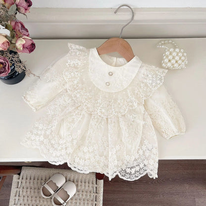 Ivory Charm Embroidered Baby Girls Romper Dress