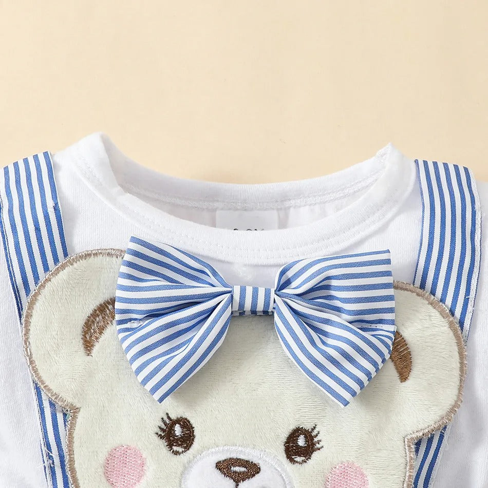 Giggle and Ted Baby Girls Romper Dress with Headband