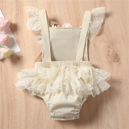 Graceful Lace Baby Girls Party Romper