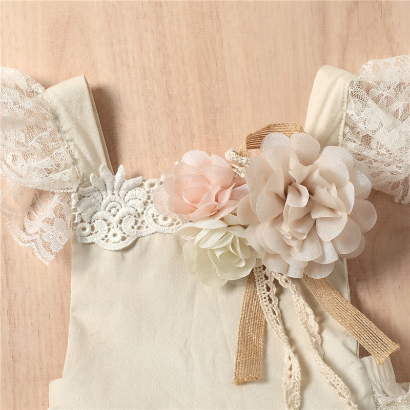 Graceful Lace Baby Girls Party Romper