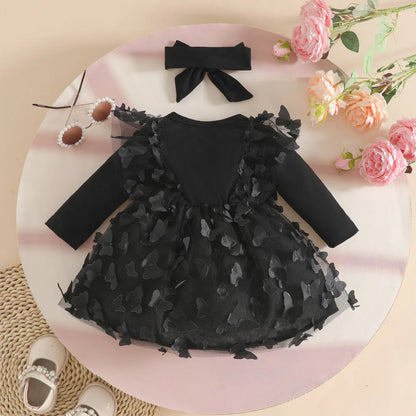 Mystical Butterfly Dreams Baby Girls Dress with Headband