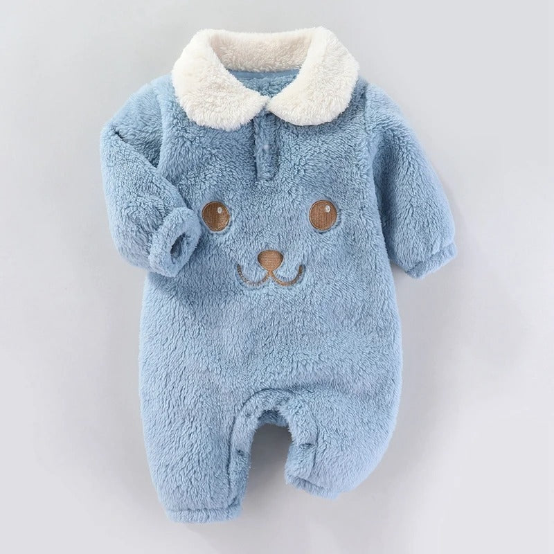 Soft Fluffy Teddy Baby Boys Girls Cozy Jumpsuit