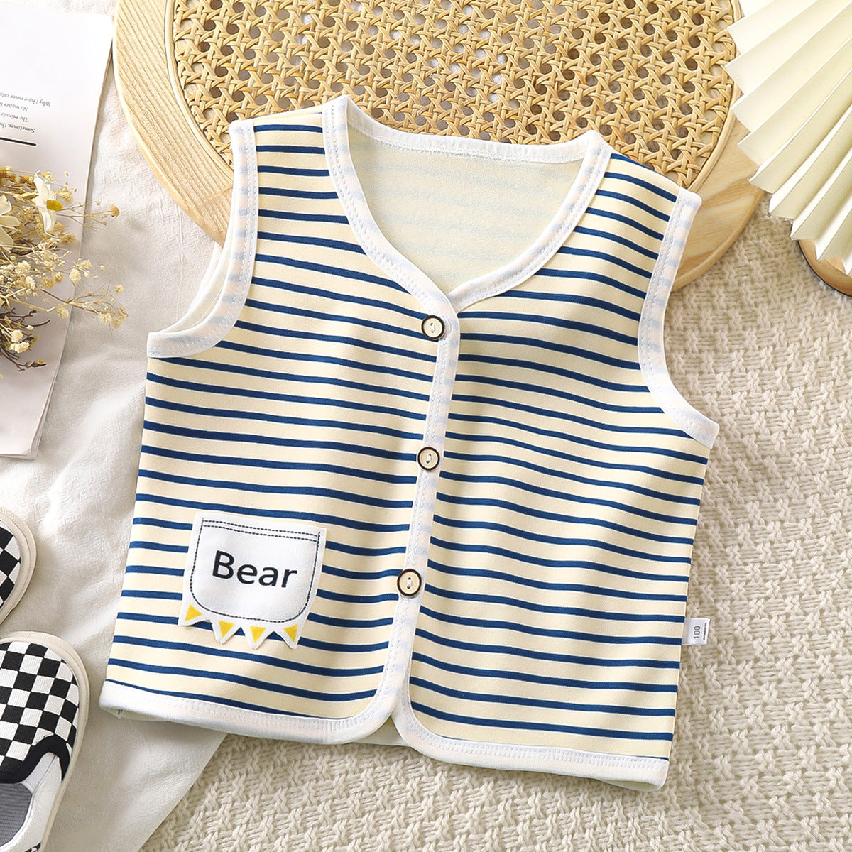 Stylish Bold Striped Baby Girls Vest by Ju Ju Jam, featuring eye-catching colors and a snug fit for all-day comfort.