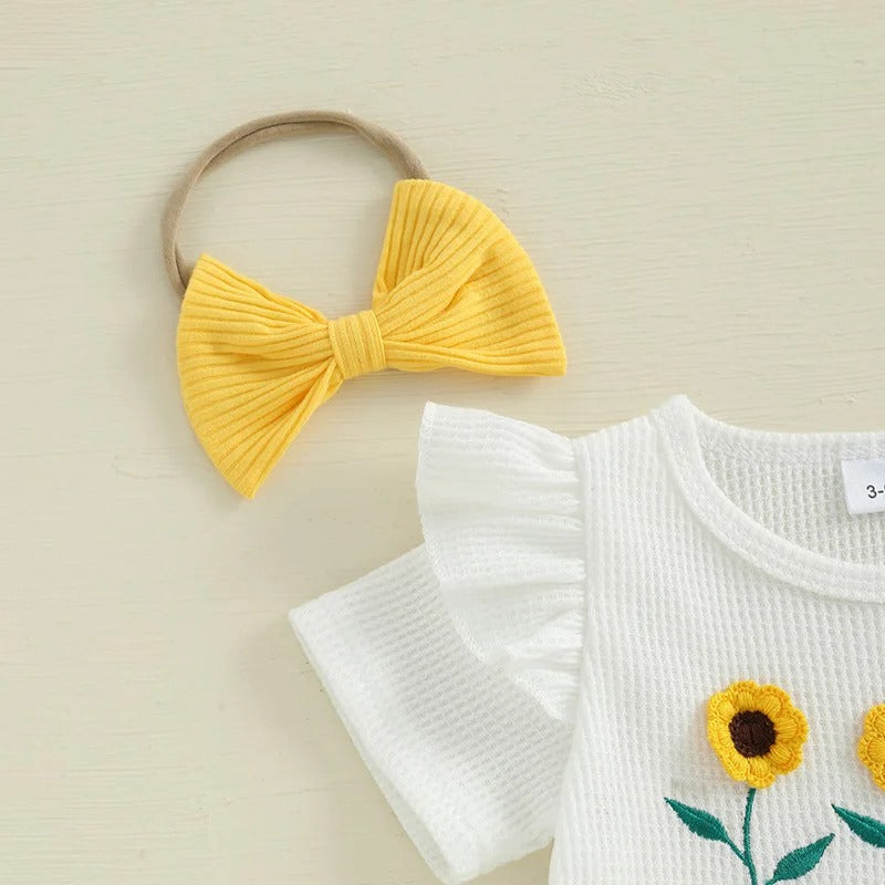 Sanya Baby Girls Romper Set with Matching Headband and Socks