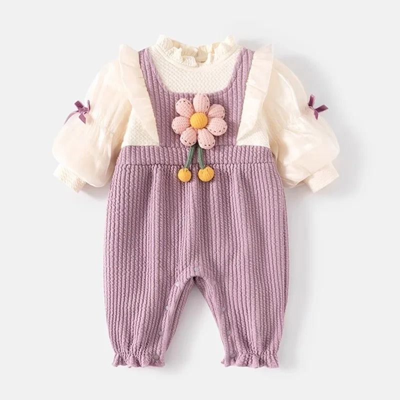 Sweet Bloom 3D Flower Baby Girls Glowy Romper