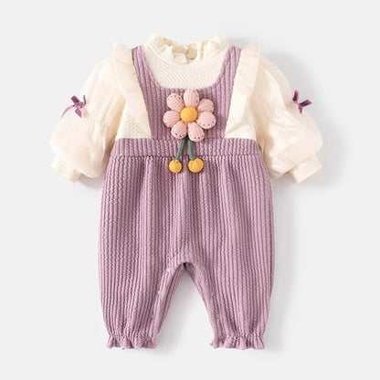Sweet Bloom 3D Flower Baby Girls Glowy Romper