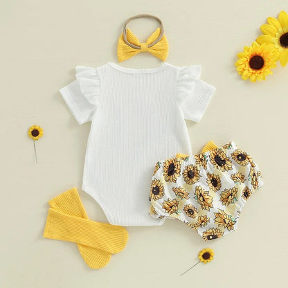 Sanya Baby Girls Romper Set with Matching Headband and Socks