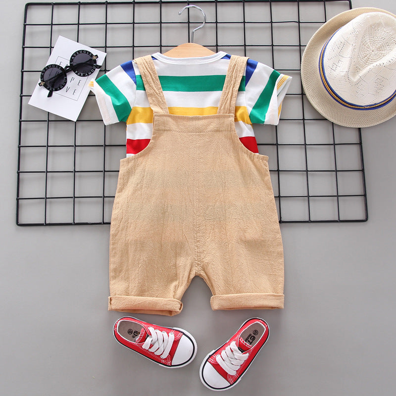 Bright and Playful Kids' Rainbow Fine Striped Jumpsuit Set - Ju Ju Jam Collection