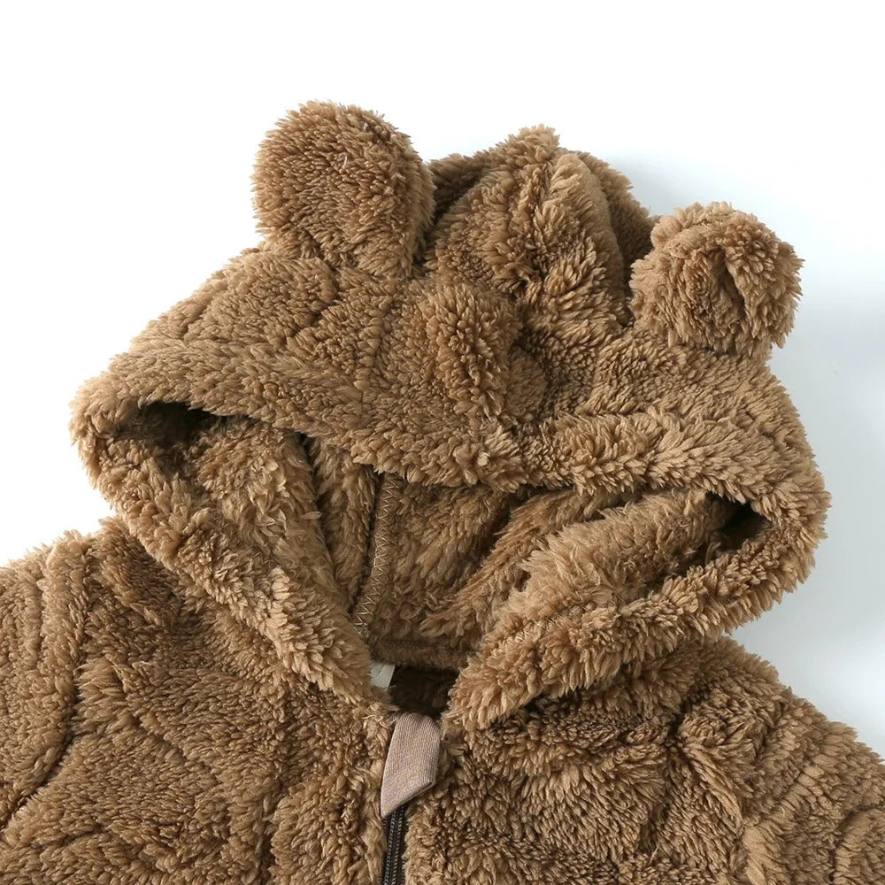 Snuggle Heart Hooded Baby Boys Girls Romper with Front Zip