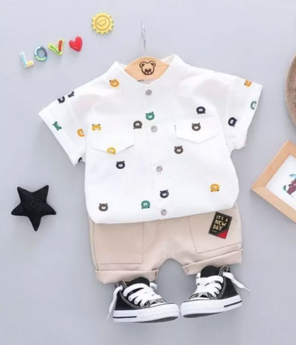 White Bear Printed Boys Set