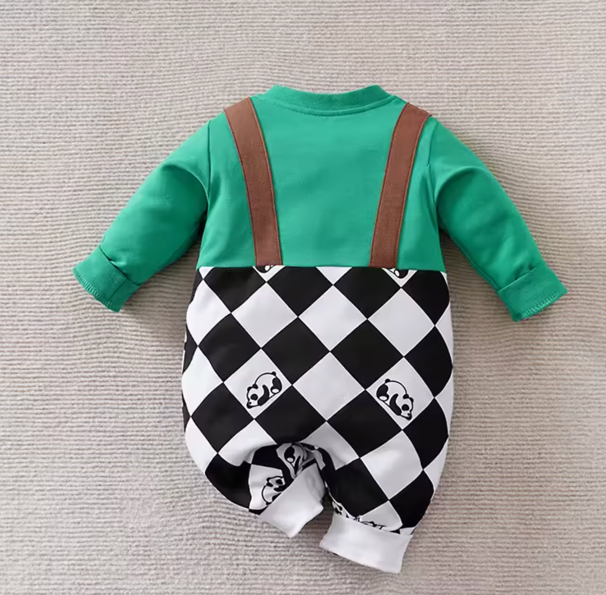 Chubby Panda Criss-Cross Baby Boys Romper