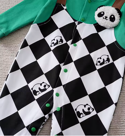 Chubby Panda Criss-Cross Baby Boys Romper