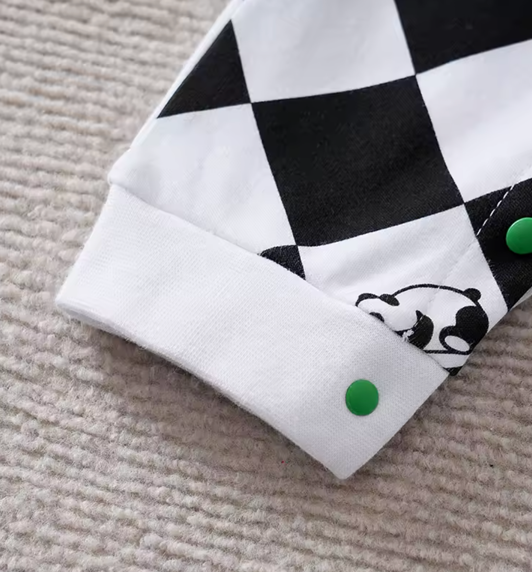 Chubby Panda Criss-Cross Baby Boys Romper