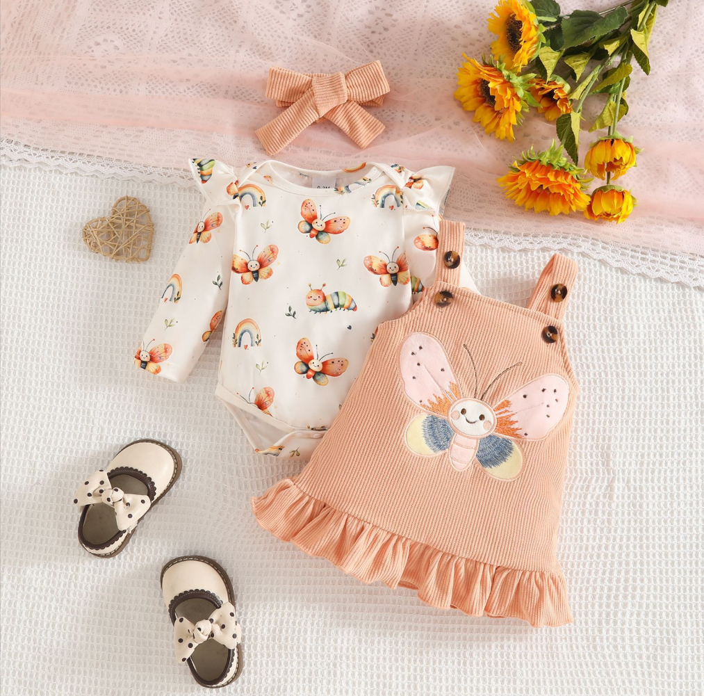 Ellie Bee Blossom Baby Girls Romper Dress with Headbow