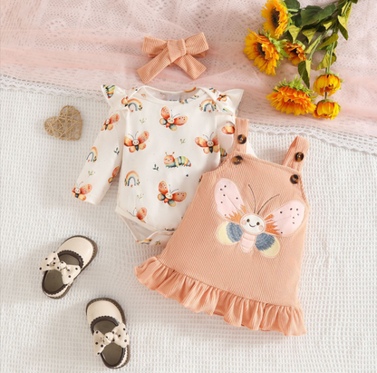 Ellie Bee Blossom Baby Girls Romper Dress with Headbow