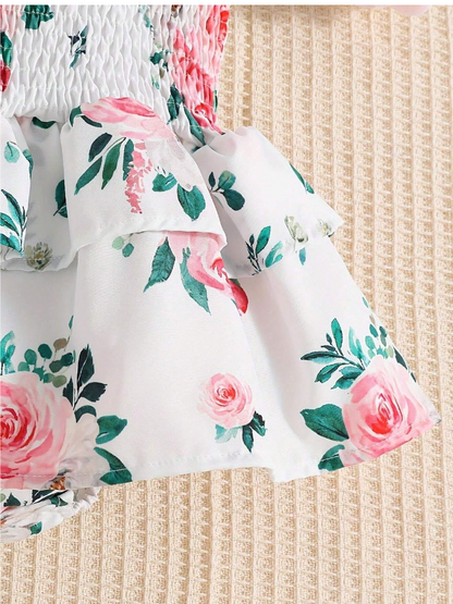 Florence Baby Girls Petal Romper Dress with Headbow