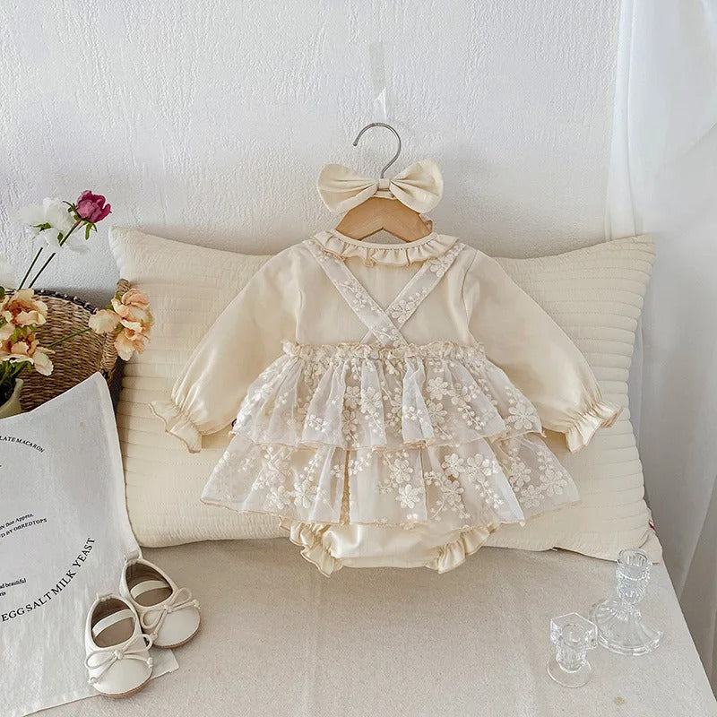 Creama Baby Girls Tulle Romper Dress with Headband