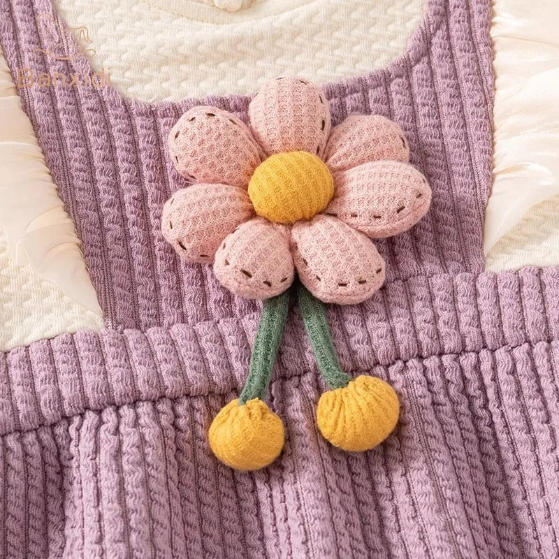 Sweet Bloom 3D Flower Baby Girls Glowy Romper