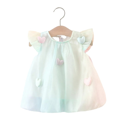 Ju Ju Jam baby girl dress with 3D heart accents and shaded tones

