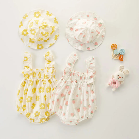 Shine & Ruffle baby girls romper with matching hat – adorable and stylish outfit by Ju Ju Jam
