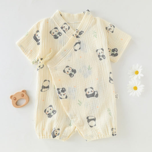 Soft muslin baby romper with stylish side pattern – Ju Ju Jam unisex outfit


