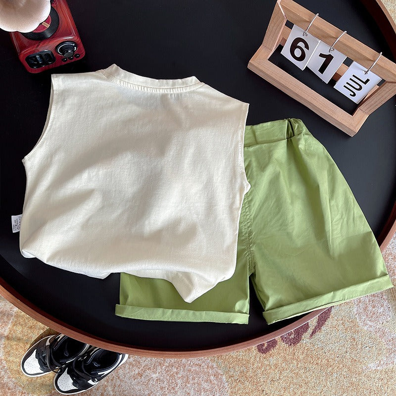 Stylish sleeveless top and shorts for baby boys – 3D design by Ju Ju Jam

