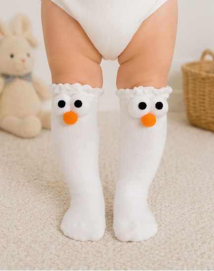 Googly Eyes White Baby Toddler Socks