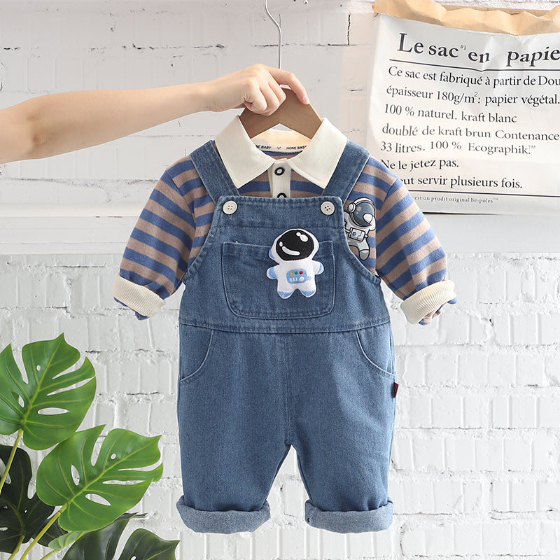 Ju Ju Jam baby jumpsuit designed for space enthusiasts, showcasing planets and astronauts