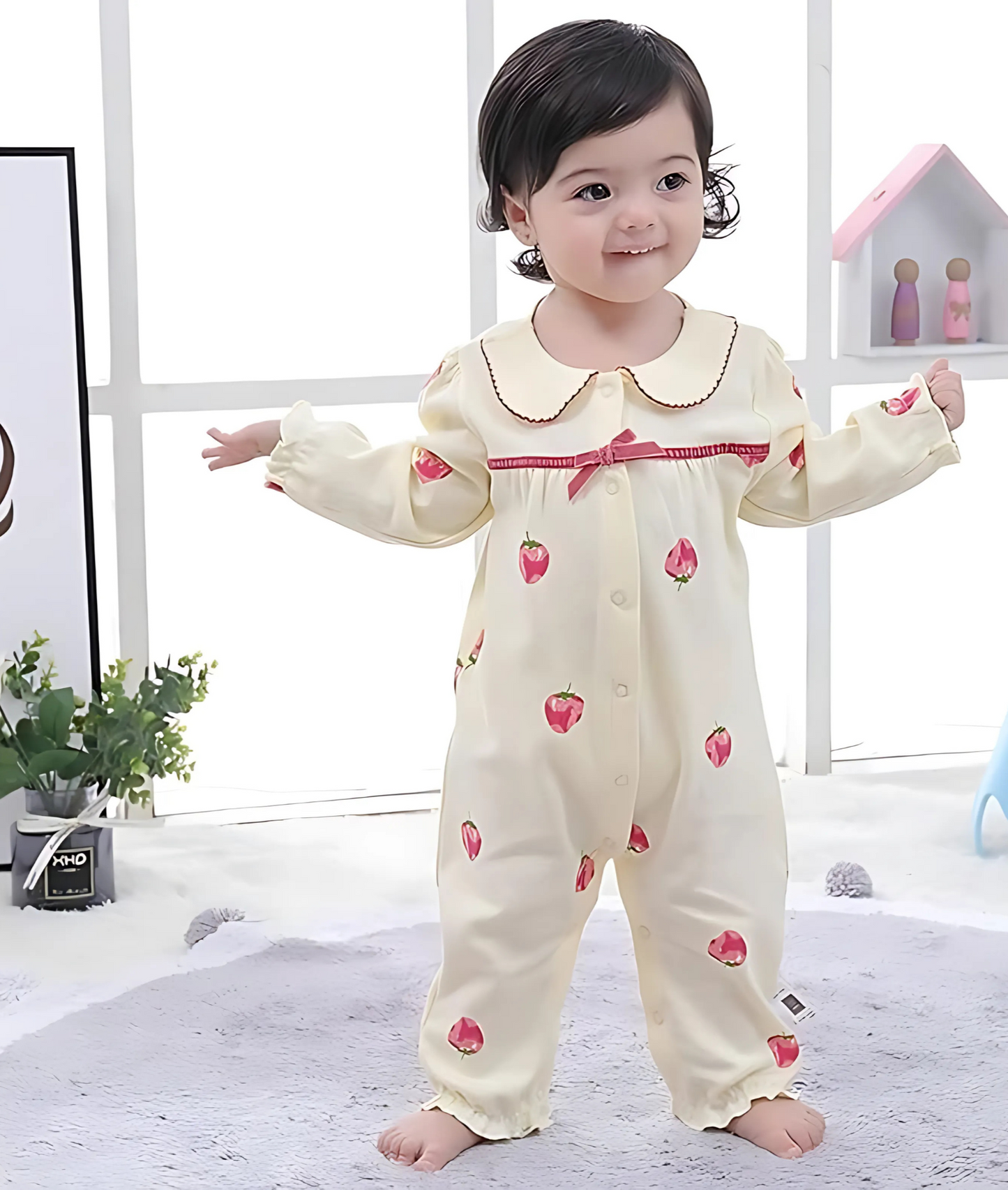 Adorable strawberry-themed romper for baby girls – Ju Ju Jam kidswear

