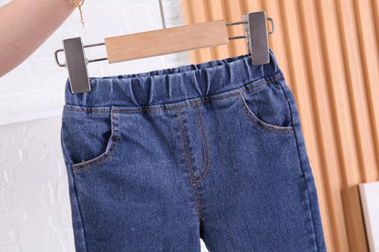 Front view of girls' bow top and flare jeans set - Ju Ju Jam