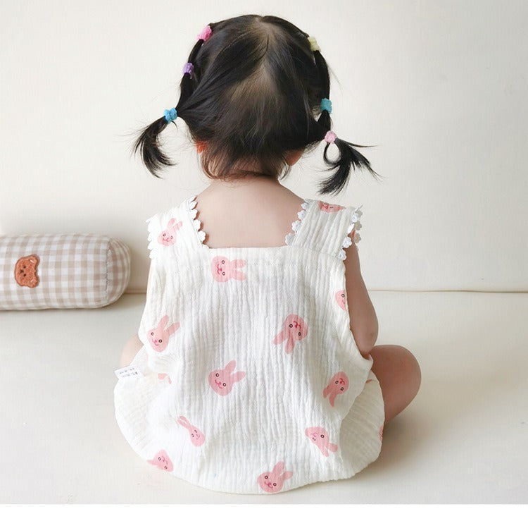 Sweet and cozy Teddy-in-Pocket romper for girls, complete with a teddy bear detail from Ju Ju Jam