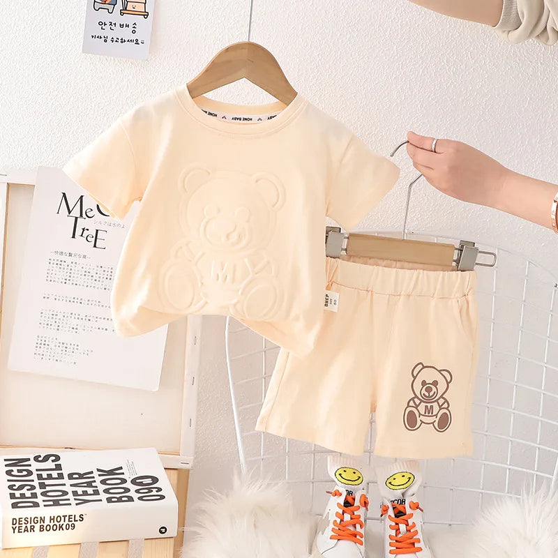 Teddy embossed boys co-ord set by Ju Ju Jam – cute and comfy toddler outfit

