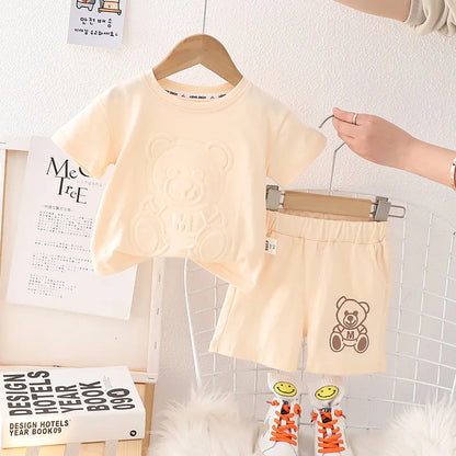Teddy embossed boys co-ord set by Ju Ju Jam – cute and comfy toddler outfit

