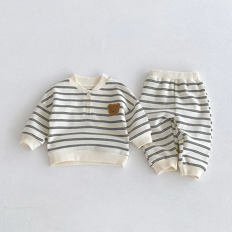 Ju Ju Jam boys co-ord set with teddy print and stripes – soft cotton outfit for toddlers.

