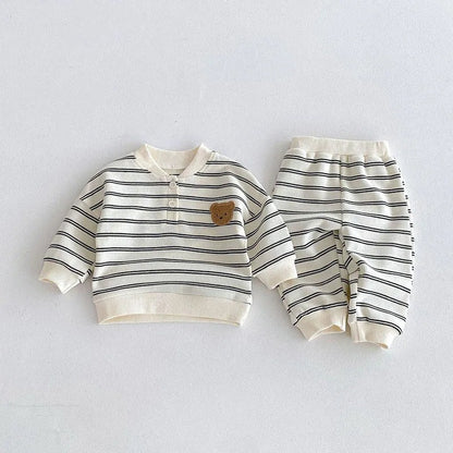 Ju Ju Jam boys co-ord set with teddy print and stripes – soft cotton outfit for toddlers.

