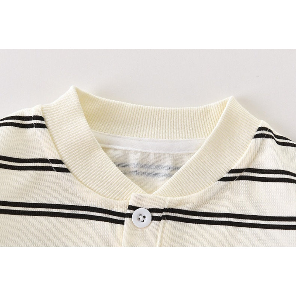Ju Ju Jam Teddy Stripes boys outfit – matching cotton top and bottom set for infants and toddlers.

