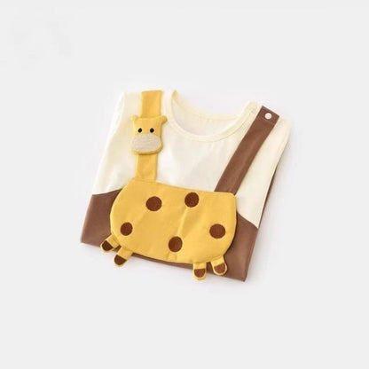 Close-up of Tiny Sunny Safari Jumpsuit – soft cotton fabric with safari illustrations

