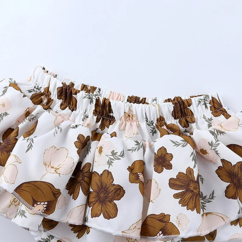 Cute baby girls romper – Tiny Twirls set with soft fabric and playful style from Ju Ju Jam.

