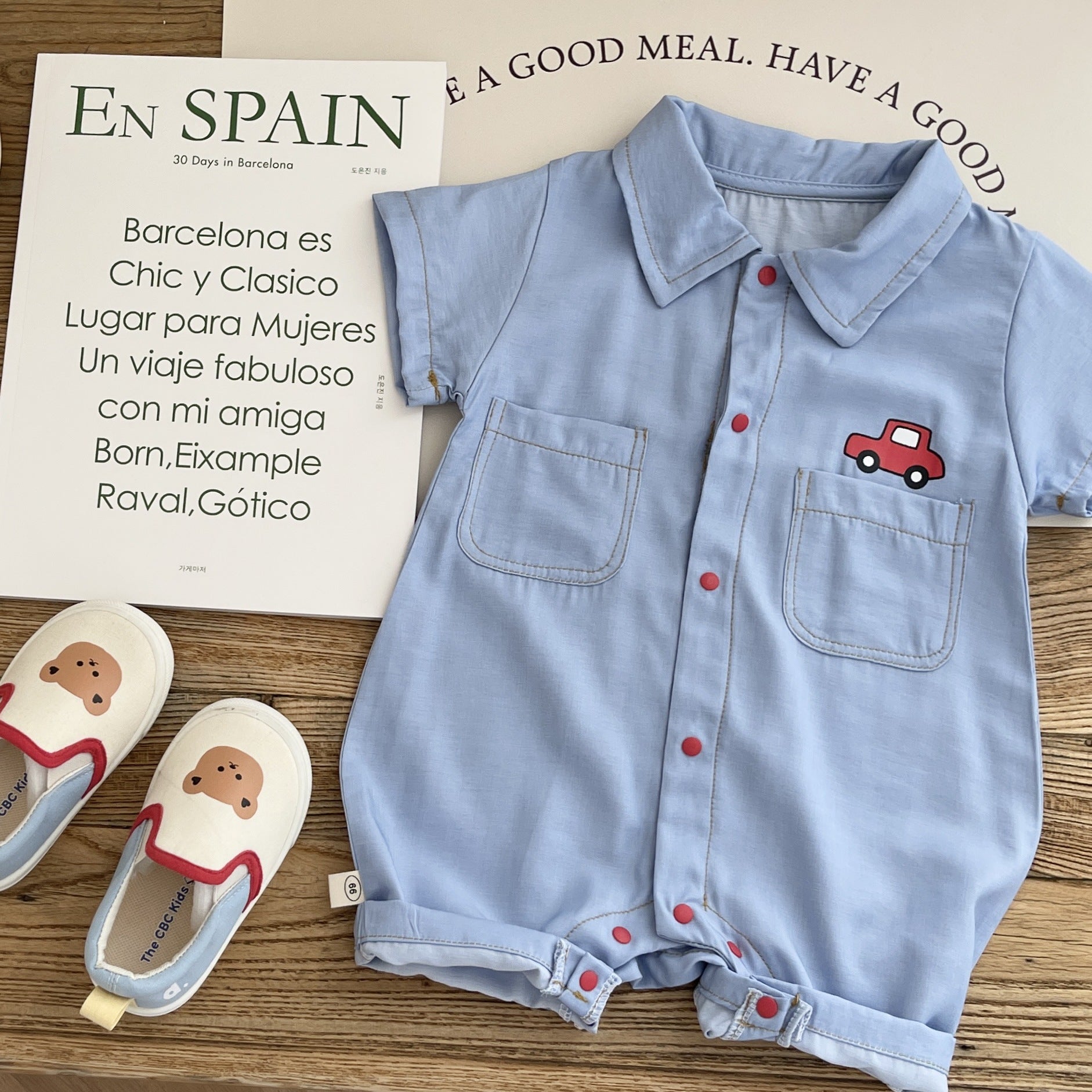 Charming Travel-Inspired Baby Romper by Ju Ju Jam