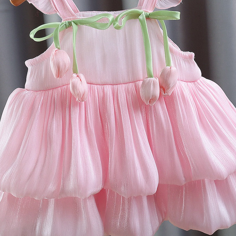 Tulip-inspired baby girl outfit with cascading layers – Ju Ju Jam exclusive girls dress

