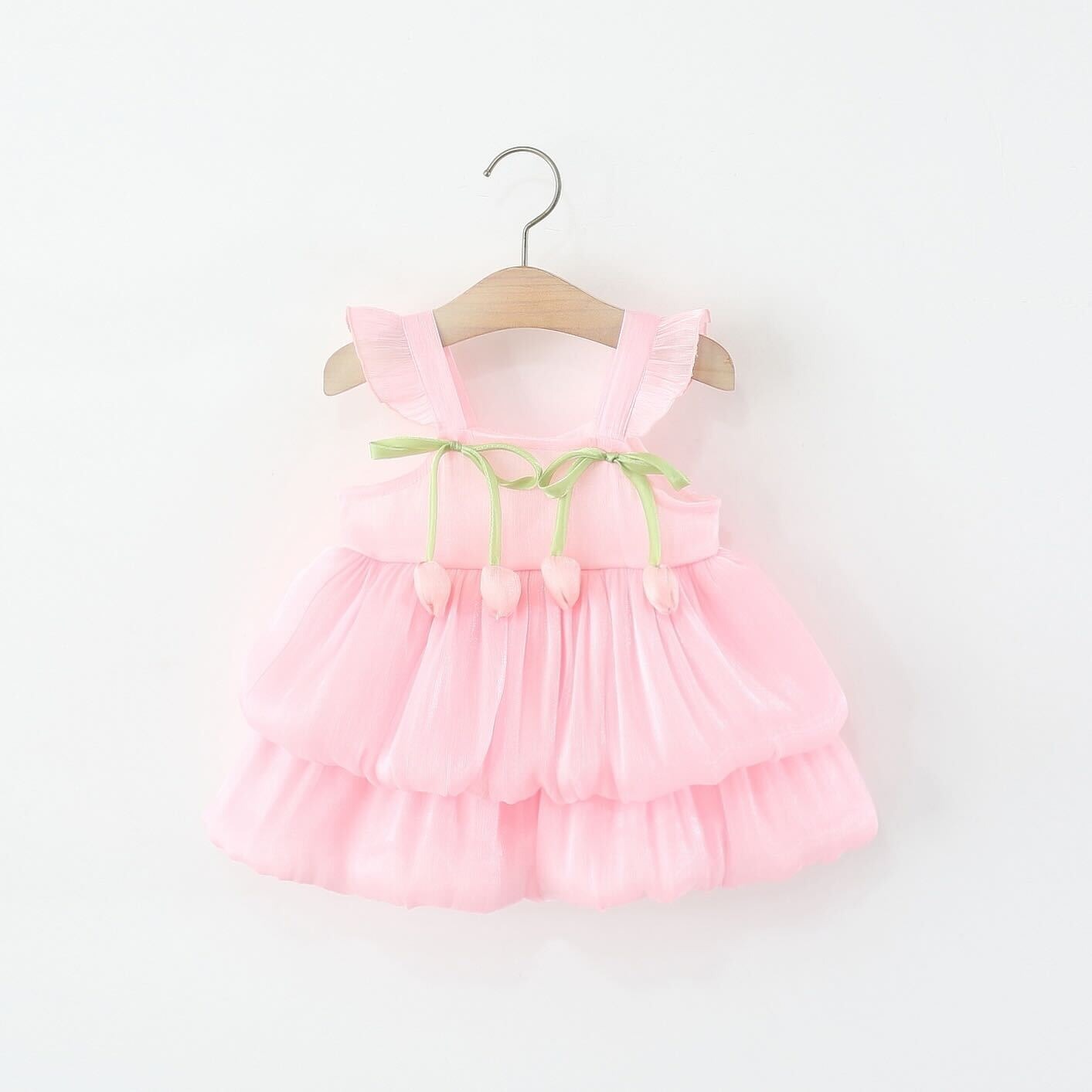 Toddler wearing Tulip Hanging Layered Dress – perfect for birthdays and special occasions

