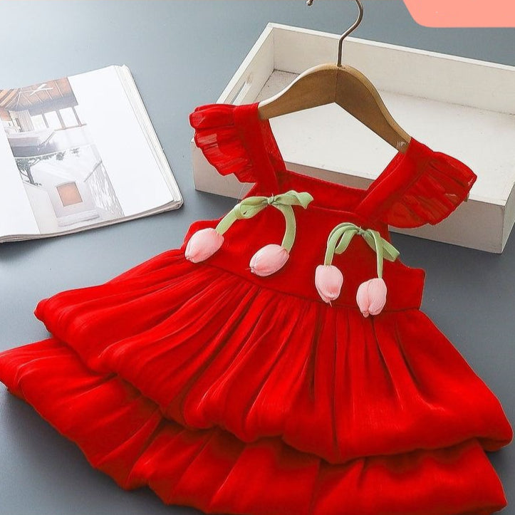 Ju Ju Jam Tulip Hanging Dress with soft layers – whimsical partywear for baby girls

