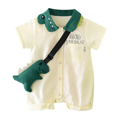 Aiden Dino Baby Boys Romper with Sling Bag