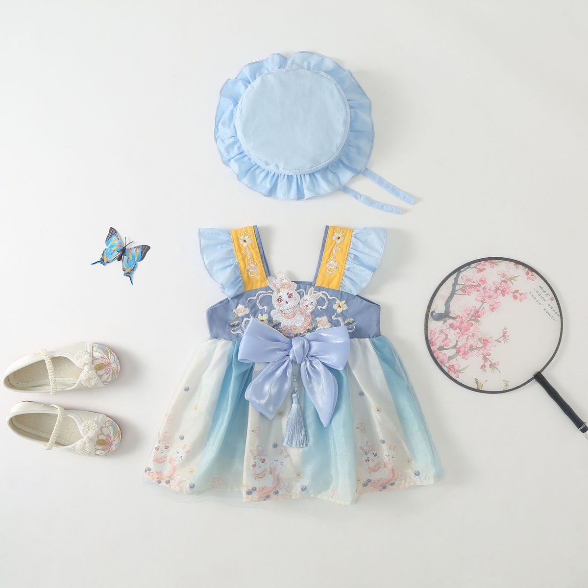 Layla Princess Birthday Baby Girls Romper Dress with Hat